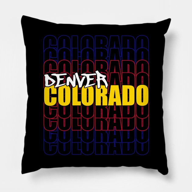 Denver Colorado State Flag Typography Pillow by That5280Lady