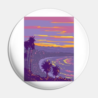 Malibu Beach West of Los Angeles County California WPA Poster Art Pin