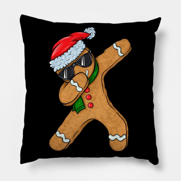 Dabbing Gingerbread Man Cookie Santa Christmas Gift Pillow by silentsoularts
