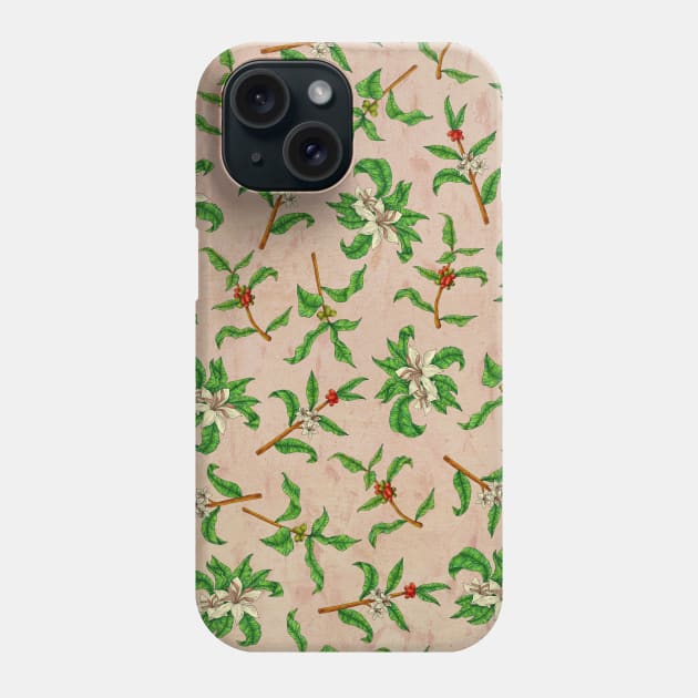 Coffee branch (with flowers) Phone Case by CleanRain3675