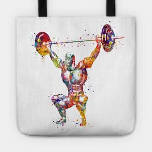 Weightlifter Muscles Colorful Watercolor Tote