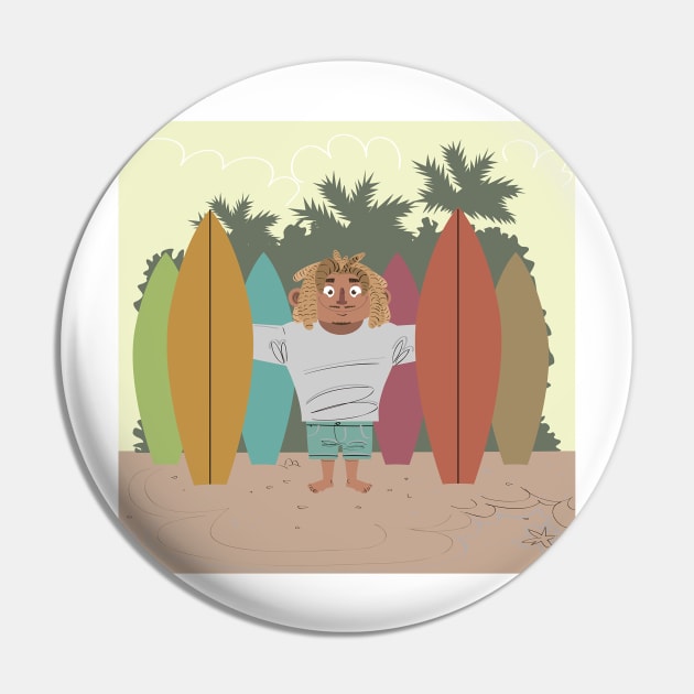 Funny Surf Design Pin by hldesign