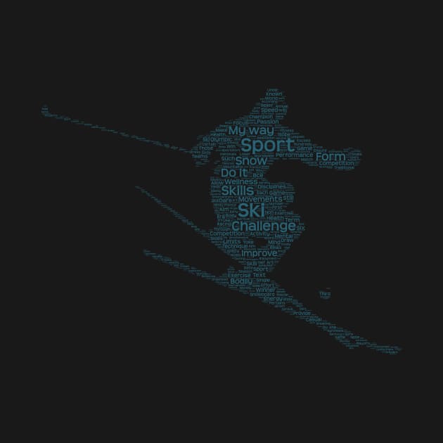 Skiing Skier Silhouette Shape Text Word Cloud by Cubebox