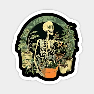 Skeleton with Plants - Skull Flowers Magnet