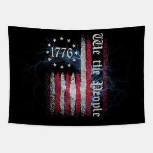 Distressed American flag 1776 lightening Tapestry