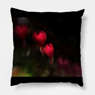 red bleeding hearts #8 dark Pillow