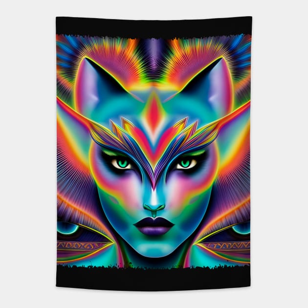 Catgirl DMTfied (29) Tapestry by TheThirdEye