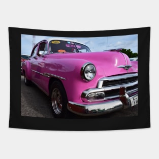 Big Pink Classic Car in Cuba Tapestry