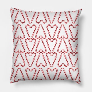 Candy Cane Hearts on white Pillow