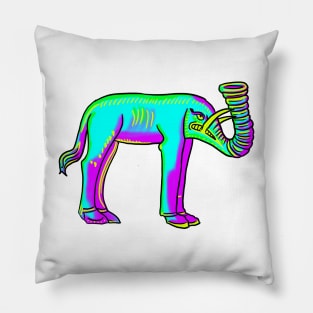 Bad Medieval Art Elephant 90s Retro Frank Style Colorful Trippy Elephant Pillow