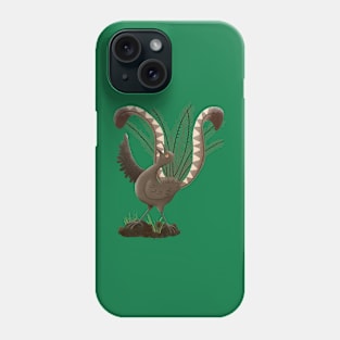 Cute happy superb lyrebird cartoon illustration Phone Case