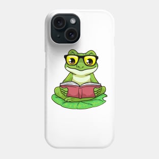 Frog as Nerd with Glasses & Book Phone Case