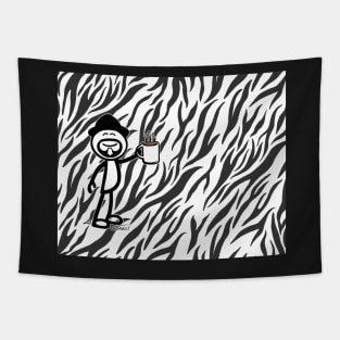 GG Coffee Guy Stick Figure Zebra Print Tapestry