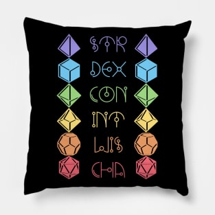 Character Abilities Dice Rainbow Pillow