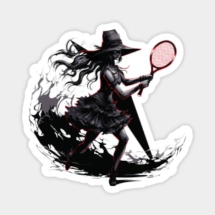 Gothic Witch Tennis - Halloween Design Magnet