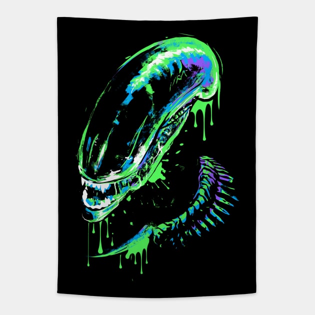 Colorful Xenomorph Tapestry by IlonaHibernis