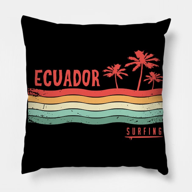 Ecuador surfing Pillow by SerenityByAlex