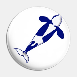 Blue and white orca Pin