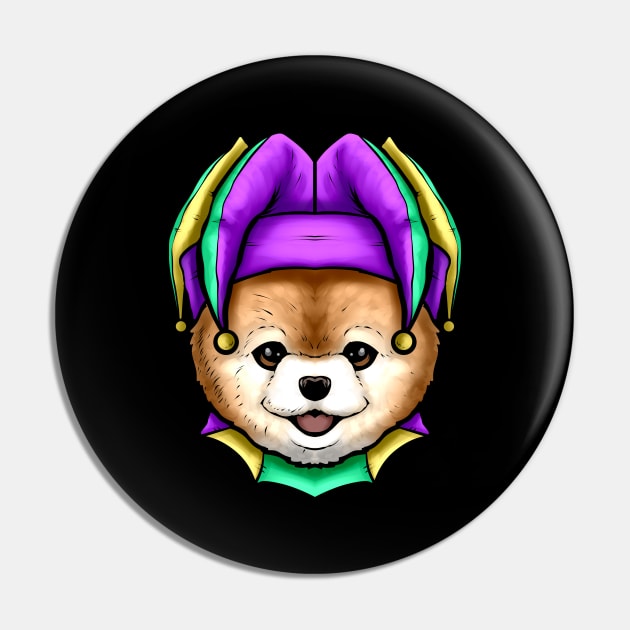 Cute Bear with Jester Hat for Mardi Gras Pin by SinBle