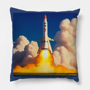 Vintage Space Rocket Launch Pillow