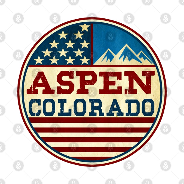 Skiing Aspen Colorado Mountains Ski Red White And Blue Stars by TravelTime