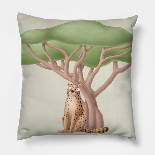 Cute cheetah in safari Pillow by CaptainPixel