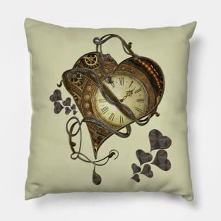 Wonderful elegant steampunk heart, beautiful clockwork Pillow