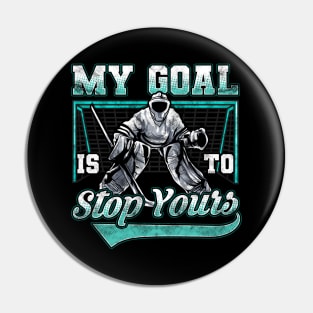 Funny Hockey Defender Denying Goals Pin