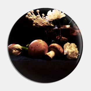 Mushrooms & Carnations 2 - Baroque Inspired Dark Still Life Photo Pin