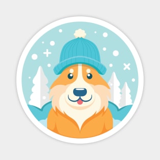 Winter Dog Outdoor Magnet