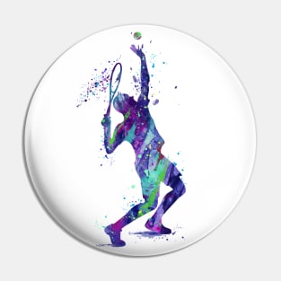 Tennis Player Watercolor Painting Art Print Gifts Pin