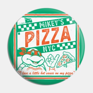 Mikey's Ninja Turtles Pizza Takeout - I like a little Hot Sauce - Retro 90s Comic Pin