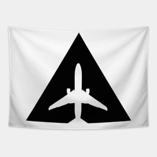 Airplane in triangle white Tapestry