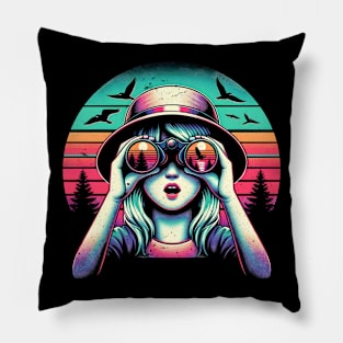 Young Girl Birder Pillow