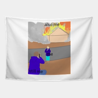 Flaming house meme Tapestry