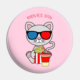 Movies day, movies and cats lover Pin