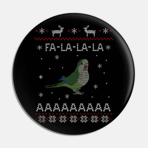 FA LA LA Ugly Christmas Green Monk Parakeet Pin by FandomizedRose