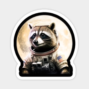 Astronaut Raccoon on the moon Magnet