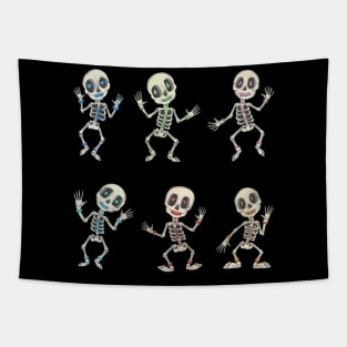 Colorful Skeleton Day of the Dead Candy Skeleton Pack Tapestry
