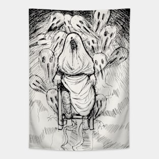 Sketch of a horror scene Tapestry