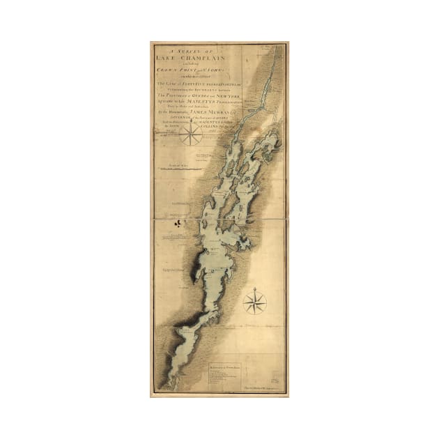 Vintage Map of Lake Champlain (1865) by Bravuramedia