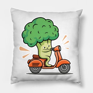 Scoot Your Way to Fun: Groovy Broccoli in Green and Orange Pillow