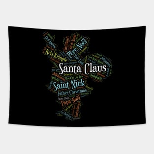 Santa Claus Wordcloud for Darker Backgrounds Tapestry