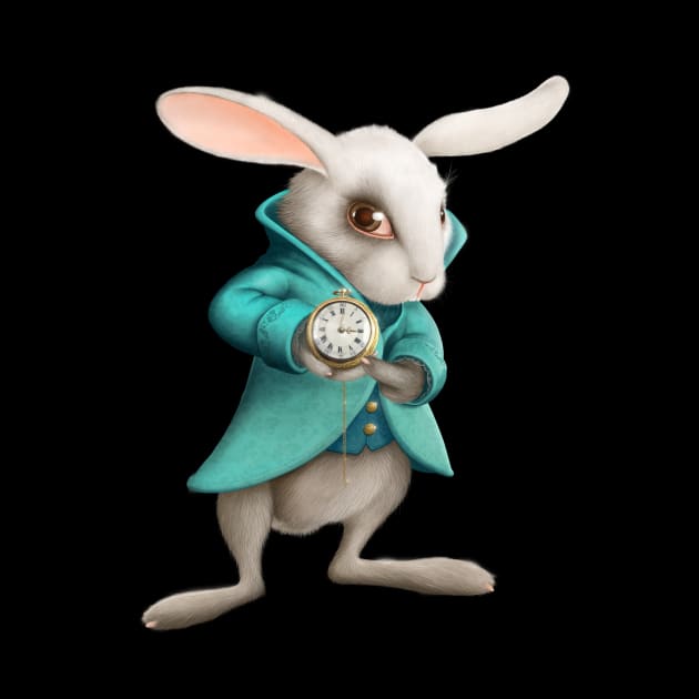 White rabbit with clock by JORDYGRAPH