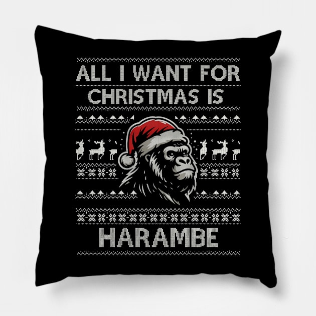 All I want For Christmas Is Harambe Pillow by Trendsdk