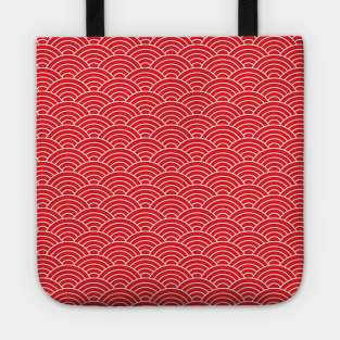 red seigaiha japanese wave pattern Tote