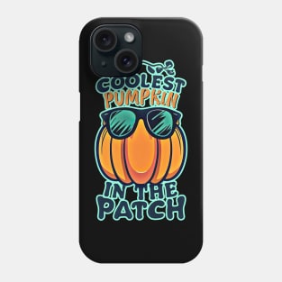 Coolest Pumpkin in the Patch halloween pumpkin wearing cool glass Phone Case