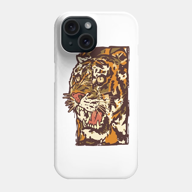 Tiger Illustration Modern Style Big Cat Phone Case by Foxxy Merch