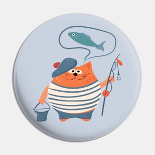 Fisherman cat Pin