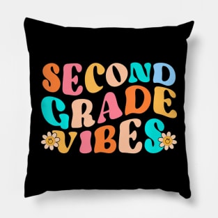 Second Grade Vibes Retro Back to School Teacher Women Kids Pillow